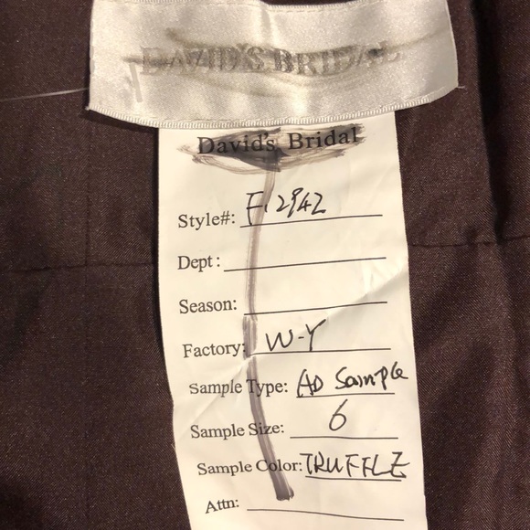 David's Bridal Brown Truffle Sample Dress 6 - Picture 4 of 4